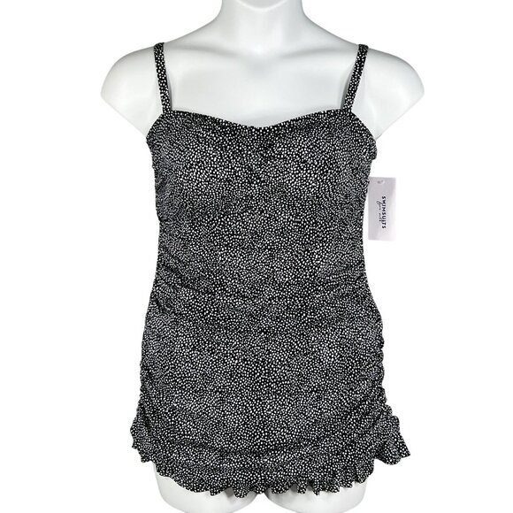 Swimsuits For All 14 Black White Polka Dot Swimdress Marilyn Monroe Inspired - Picture 1 of 12